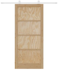 vidaXL Συρόμενη Πόρτα με Σετ Υλικών 93x211 cm Συμπαγές Ξύλο Πεύκου