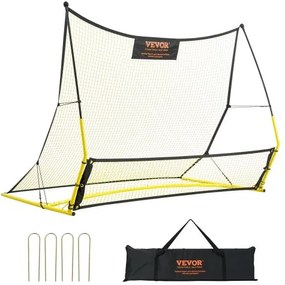 VEVOR Soccer Trainer, 2-IN-1 Portable Soccer Rebounder Net, 72&quot;x51&quot; Iron Soccer Practice Equipment, Sports Football Rebounder Wall with Portable Bag, Perfect for Team Solo Training, Passing, Volley