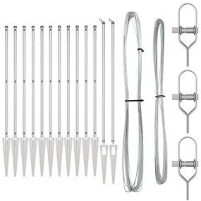 vidaXL Πό posts φράχτη 13 pcs Ασημί Ø32mm 160 εκ Γαλβανισμένος χάλυβας