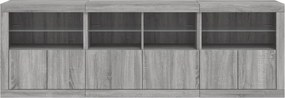 vidaXL Μπουφές με LED Γκρι Sonoma 202 x 37 x 67 εκ.
