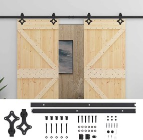 vidaXL Συρόμενη Πόρτα 2 pcs 100 x 210 cm Μασίφ Ξύλο Πεύκου