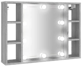 vidaXL Έπιπλο Καθρέπτη με LED Γκρι Sonoma 76 x 15 x 55 εκ.