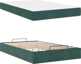 vidaXL Σκελετός κρεβατιού με στρώμα 2 pcs Πράσινο Βελούδο