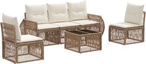 vidaXL Σετ Καναπέ Κήπου 6 pcs Μπεζ και Κρέμ συνθετικό ρατάν