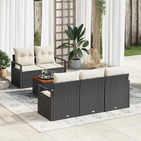 vidaXL Σετ Καναπέ Κήπου με μαξιλάρι 6 pcs Μαύρο Πολυ ράταν