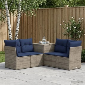 vidaXL Σετ Καναπέ 5 τμχ. Γκρι και Navy Blue Πολυ-ρακί και Χάλυβας