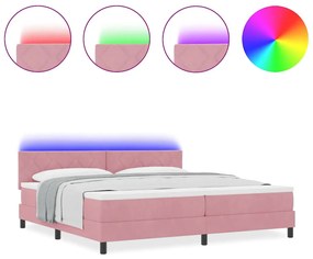 vidaXL Κρεβάτι με ελατήρια με στρώμα Ροζ 200 x 200 cm Βελούδο