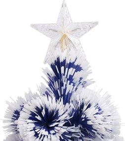 vidaXL Χριστ Δέντρο Τεχνητό Προφωτισμένο Οπτικές Ίνες Λευκό/Μπλε 180εκ