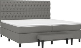 vidaXL Κρεβάτι Boxspring με Στρώμα Σκούρο Γκρι 200x200 εκ. Υφασμάτινο