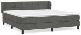 Κρεβάτι Boxspring με Στρώμα Σκούρο Γκρι 160x200 εκ. Βελούδινο - Γκρι