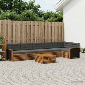 vidaXL Σειρά Καναπέ Εξωτερικού 7 pcs Φυσικό και Ανθρακί