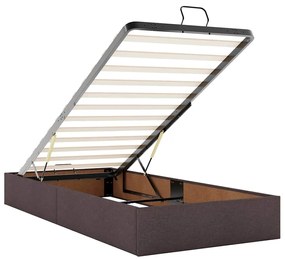 Οθωμανικό κρεβάτι με στρώμα σκούρο καφέ 90x190cm ύφασμα 3313039