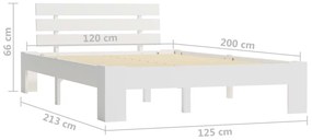vidaXL Πλαίσιο Κρεβατιού Λευκό 120 x 200 εκ. από Μασίφ Ξύλο Πεύκου