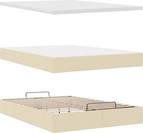 vidaXL Οθωμανικό κρεβάτι με στρώμα Cream 140x200cm ύφασμα
