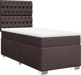 vidaXL Κρεβάτι Boxspring με Στρώμα Σκούρο Καφέ 90x200 εκ. Υφασμάτινο