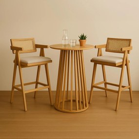 Τραπέζι μπαρ Fugol mdf φυσικό Φ60x105εκ 60x60x105 εκ.