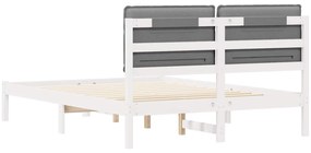 vidaXL Σκελετός Κρεβατιού με Επενδεδυμένο Κεφαλάρι Ανοιχτό γκρι