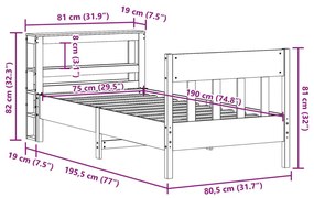 Σκελετός Κρεβ. Χωρίς Στρώμα Λευκό 75x190 εκ Μασίφ Πεύκο - Λευκό