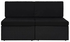 vidaXL Καναπές Αρθρωτός Διθέσιος Μαύρος από Συνθετικό Ρατάν