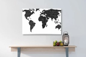 Εικόνα ενός ασπρόμαυρου παγκόσμιου χάρτη σε έναν φελλό - 120x80  flags