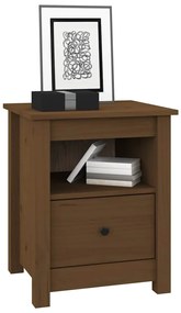 vidaXL Κομοδίνα 2 τεμ. Μελί 40 x 35 x 49 εκ. από Μασίφ Ξύλο Πεύκου