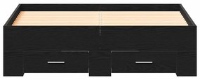 vidaXL Κρεβάτι με Συρτάρια Μαύρη δρυς 120 x 200 cm Επεξεργασμένο ξύλο
