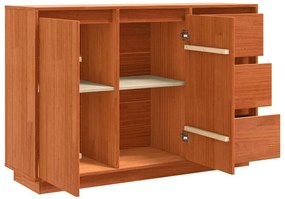 vidaXL Πλαϊνό γραφείο Καφέ 111 x 34 x 75 εκ. Μασίφ ξύλο πεύκου