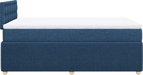 vidaXL Κρεβάτι Boxspring με Στρώμα Μπλε 120x190 εκ. Υφασμάτινο