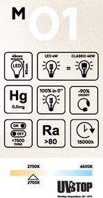 LED Filament Λαμπτήρας M01 Mini Γλόμπος G45 Οπάλ 4W 470Lm E27 2700K