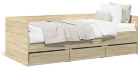 vidaXL Καναπές-Κρεβάτι με Συρτάρια Sonoma Δρυς 90x200εκ. Επεξ. Ξύλο