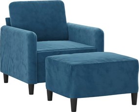 vidaXL Πολυθρόνα Μπλε 60 εκ. Βελούδινη με Υποπόδιο
