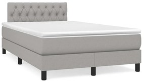 vidaXL Κρεβάτι Boxspring με Στρώμα & LED Αν.Γκρι 120x190εκ. Υφασμάτινο