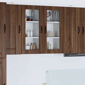 vidaXL Κρεμαστό ντουλάπι κουζίνας 2 pcs Καφέ δρυς 40 x 31 x 80 εκ.