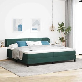 vidaXL Κρεβάτι με Στρώμα Dark Green 200x200 cm Βελούδο