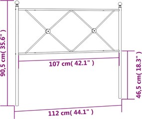 vidaXL Ανταλλακτικό κεφαλάρι Λευκό 107 εκ. Μεταλλικό