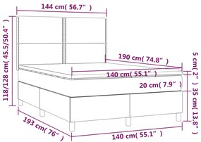 vidaXL Κρεβάτι Boxspring με Στρώμα Κρεμ 140x190 εκ. Υφασμάτινο