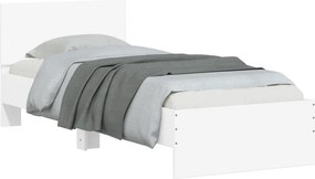 vidaXL Πλαίσιο Κρεβατιού με Κεφαλάρι Λευκό 75x190 εκ. Επεξ. Ξύλο