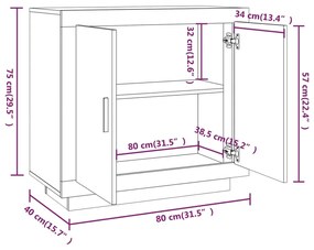 Ντουλάπι Καφέ Δρυς 80 x 40 x 75 εκ. από Επεξεργασμένο Ξύλο - Καφέ