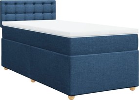vidaXL Κρεβάτι Boxspring με Στρώμα Μπλε 90x200 εκ.Υφασμάτινο