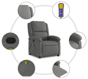 vidaXL Πολυθρόνα Μασάζ με Ανακλινόμενη Πόρτα Σκούρο Γκρι Υφασμάτινη