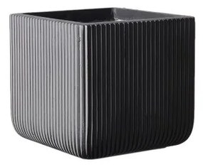 Supergreens Γλάστρα Πήλινη Τετράγωνη ''Stripe'' Γκρι S 24x24x23 εκ.