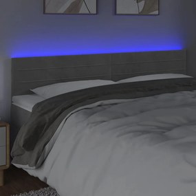 Κεφαλάρι Κρεβατιού LED Ανοιχτό Γκρι 200x5x78/88 εκ. Βελούδινο 3121818