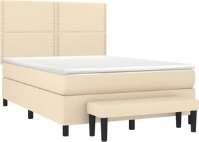 vidaXL Κρεβάτι Boxspring με Στρώμα Κρεμ 140x200 εκ. Υφασμάτινο