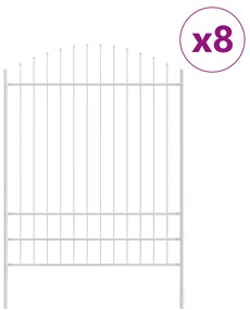 vidaXL Φράχτης κήπου  με καμπύλη κορυφή, Λευκό, 13,6 x 2 μ, Ατσάλι