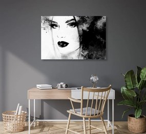 Εικόνα μοντέρνου γυναικείου πορτρέτου σε ασπρόμαυρο - 90x60