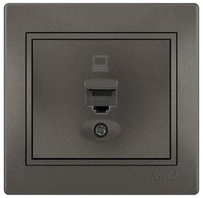 Lezard Πρίζα RJ45 1X8P με 1 Έξοδο Cat 6 Ανθρακί Mira (Πλήρης) 701.4141140