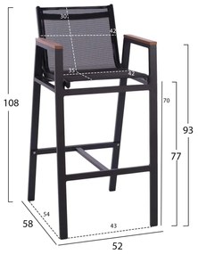 ΣΚΑΜΠΟ ΜΠΑΡ ΑΛΟΥΜΙΝΙΟΥ ΑΝΘΡΑΚΙ ΜΕ POLYWOOD 52 x 58 x 108 εκ. HM5790.02