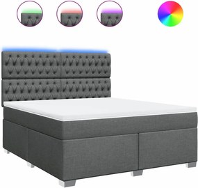 vidaXL Κρεβάτι Boxspring με Στρώμα Σκούρο Γκρι 180x200 εκ Υφασμάτιν