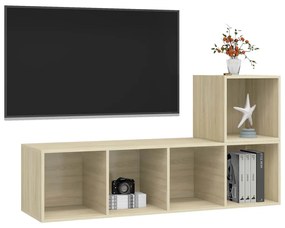 vidaXL Έπιπλα Τηλεόρασης Σετ 2 τεμ. Sonoma Δρυς από Μοριοσανίδα