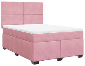 vidaXL Κρεβάτι Boxspring με Στρώμα Ροζ 160x200 εκ. Βελούδινο